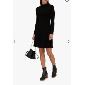 Vince Long Sleeve Mock Neck A Line Sweater Dress Black V878484146-001BLK XS NEW